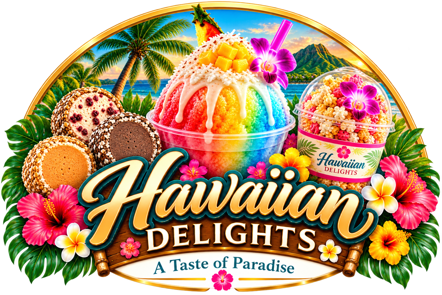 Official Hawaiian Delights brand artwork